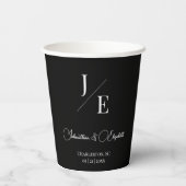 Gobelets En Papier Mariage monogramme minimal | Noir (Verso)