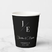Gobelets En Papier Mariage monogramme minimal | Noir (Recto)