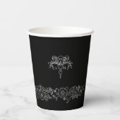 Gobelets En Papier Mariage monogramme noir blanc fleur de lis (Verso)