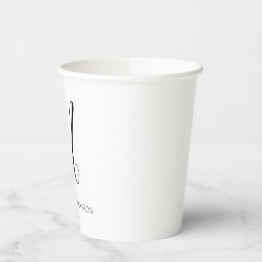 Gobelets En Papier Mariage Monogramme simple noir et blanc (Gauche)