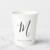 Gobelets En Papier Mariage Monogramme simple noir et blanc (Recto)