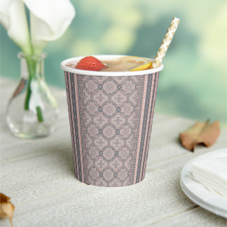 Gobelets En Papier Mariage Mosaïque en Dentelle Damassée Rose Poussié