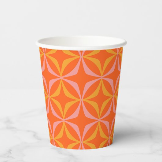 Gobelets En Papier Mariage Motif moderne orange et jaune (Verso)