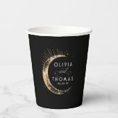 Gobelets En Papier Mariage mystique céleste noir et or (Verso)