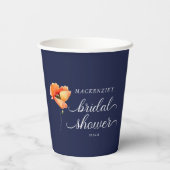 Gobelets En Papier Mariage Navy Blue et Coquelicot Doré (Verso)