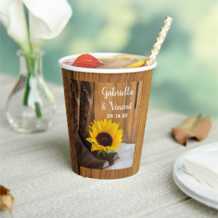 Gobelets En Papier Mariage Occidental Tournesol de Campagne