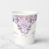 Gobelets En Papier Mariage papillons modernes fleurs violettes (Droite)