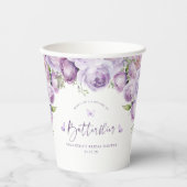 Gobelets En Papier Mariage papillons modernes fleurs violettes (Recto)