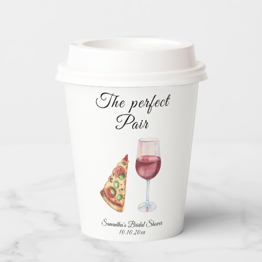 Gobelets En Papier Mariage Parfait Paire Shower de Mariée Aquarelle (Verso)
