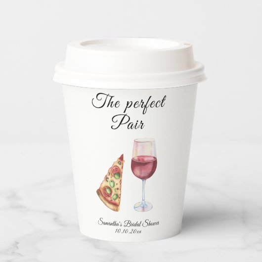 Gobelets En Papier Mariage Parfait Paire Shower de Mariée Aquarelle (Recto)