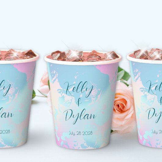 Gobelets En Papier Mariage pastel abstrait moderne