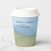 Gobelets En Papier Mariage Paysage Peint Ciel bleu (Recto)