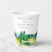 Gobelets En Papier Mariage paysager Chic Campagne Mountain River (Recto)