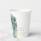 Gobelets En Papier Mariage paysager minimal de pin doux (Verso)