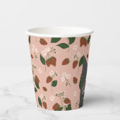 Gobelets En Papier Mariage personnalisé aux fraises d'été (Recto)