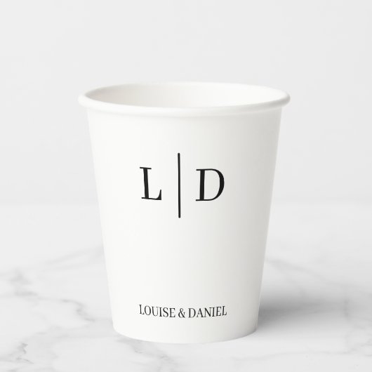 Gobelets En Papier Mariage personnalisé minimal et simple (Recto)