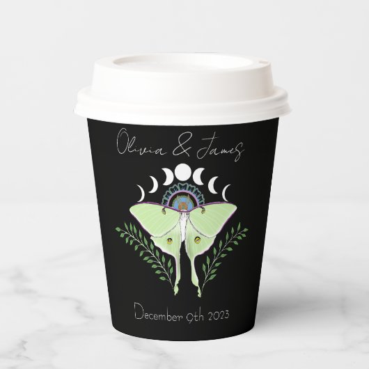 Gobelets En Papier Mariage Phases Luna Moth Moon (Recto)