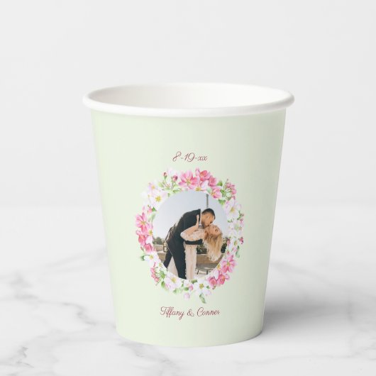 Gobelets En Papier Mariage photo personnalisé Date mariée Groom perso (Verso)