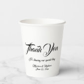 Gobelets En Papier Mariage remerciement noir et blanc écriture person (Verso)