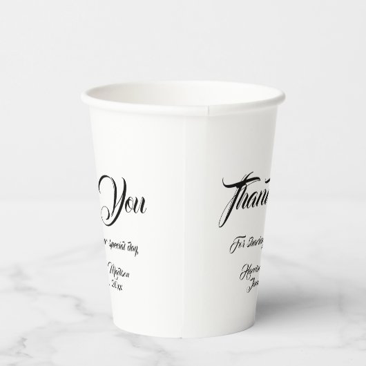 Gobelets En Papier Mariage remerciement noir et blanc écriture person (Droite)