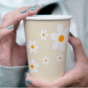 Gobelets En Papier Mariage rétro Daisy Groovy