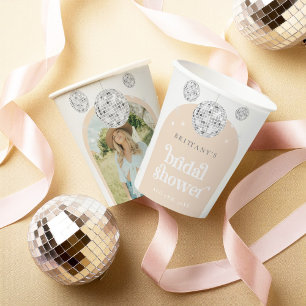 Gobelets En Papier Mariage Rétro Disco Groovy Fête de Fiançailles 