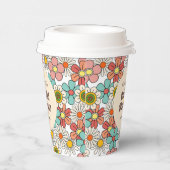 Gobelets En Papier Mariage rétro hippie groovy fleurs  (Droite)