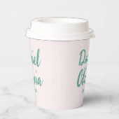 Gobelets En Papier Mariage rose et vert ondulé (Droite)