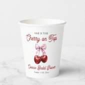 Gobelets En Papier Mariage Rose Moderne Cerise sur le dessus Ruban Ro (Recto)