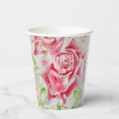 Gobelets En Papier Mariage Rose Motif  d'aquarelle (Verso)