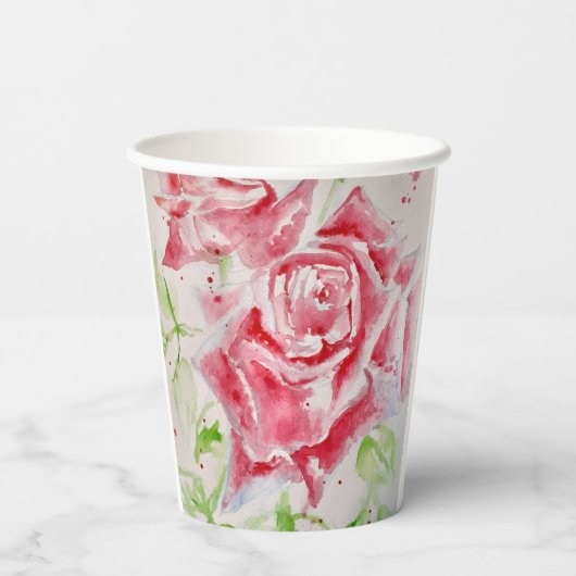 Gobelets En Papier Mariage Rose Motif  d'aquarelle (Verso)