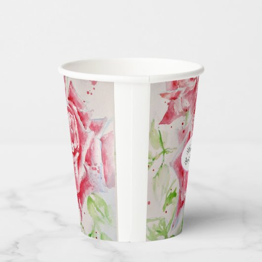 Gobelets En Papier Mariage Rose Motif  d'aquarelle (Droite)