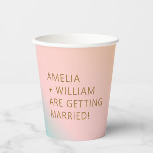 Gobelets En Papier Mariage Rose Personnalisé avec Dégradé de Pastels 
