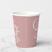 Gobelets En Papier Mariage rustique m & mrs Dusty Pink personnalisé (Droite)