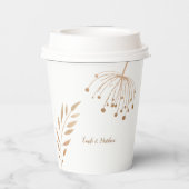 Gobelets En Papier Mariage simple floral botanique or (Verso)