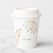 Gobelets En Papier Mariage simple floral botanique or (Recto)