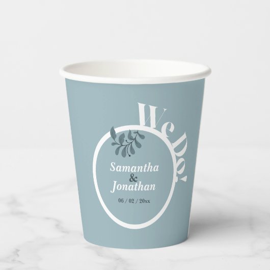 Gobelets En Papier Mariage simple Rococo Blue (Verso)