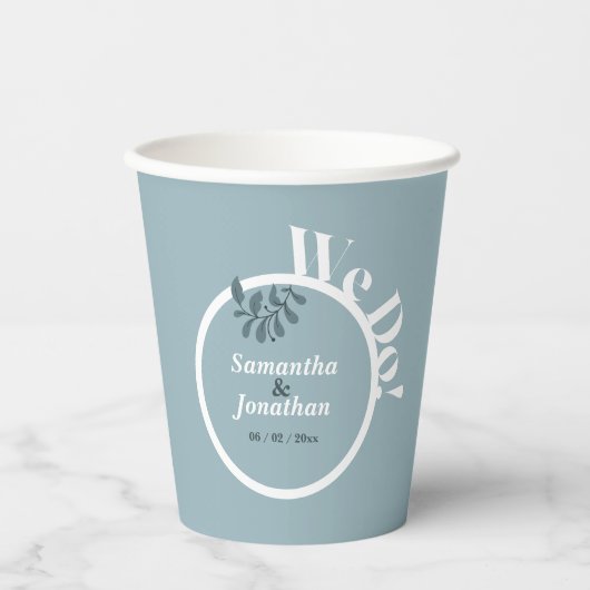 Gobelets En Papier Mariage simple Rococo Blue (Recto)