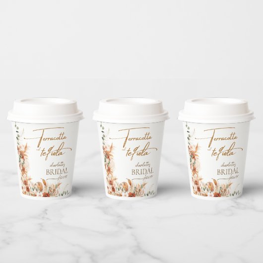 Gobelets En Papier Mariage Terracotta Clair et Tequila (Multi)