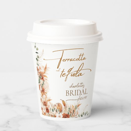 Gobelets En Papier Mariage Terracotta Clair et Tequila (Recto)