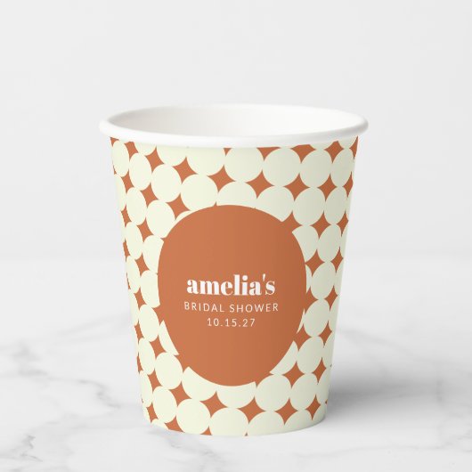 Gobelets En Papier Mariage Terracotta Géométrique Unique Personnalisé (Recto)