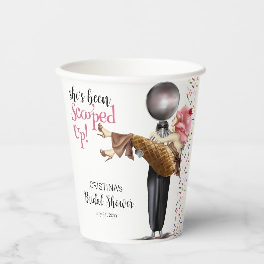 Gobelets En Papier Mariage Thème Crème Glacée aux Fraises (Recto)