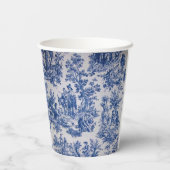 Gobelets En Papier Mariage Toile de Jouy Bleu et Blanc (Verso)