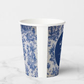 Gobelets En Papier Mariage Toile de Jouy Bleu et Blanc (Droite)