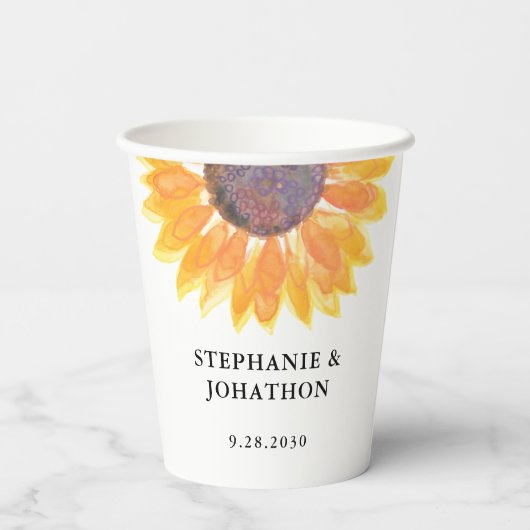 Gobelets En Papier Mariage tournesol (Verso)