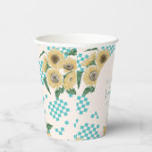 Gobelets En Papier Mariage Tournesol Damier Turquoise Shower de Marié (Droite)