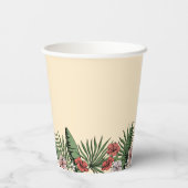 Gobelets En Papier Mariage Tropical Floral Pink Flamingo (Verso)