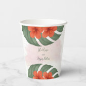 Gobelets En Papier Mariage Tropical Monstera & Hibiscus (Verso)
