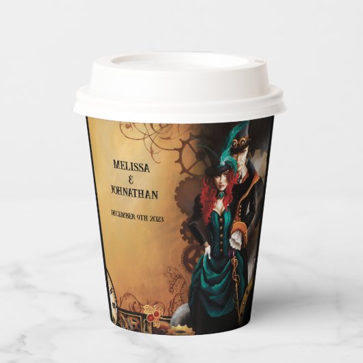 Gobelets En Papier Mariage victorien Steampunk (Recto)