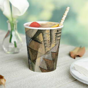 Gobelets En Papier Mariage Vintage, Tons de Terre, Art Cubisme
